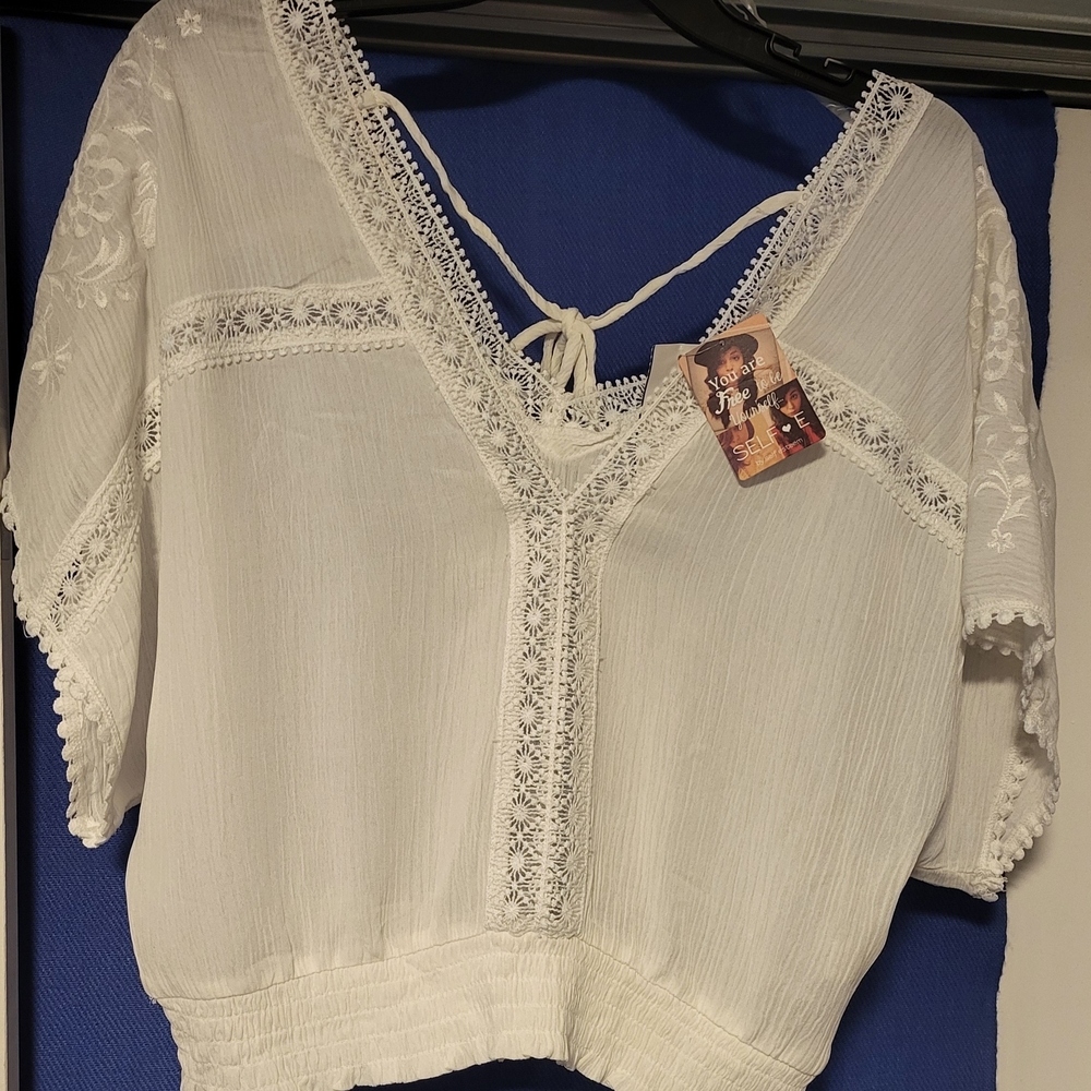 Sefle Ivory Embroidered Boho Blouse.